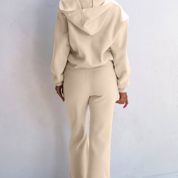Parchment Solid Color Hoodie and High Waist Pants Two Piece Activewear - Picture 6 of 12